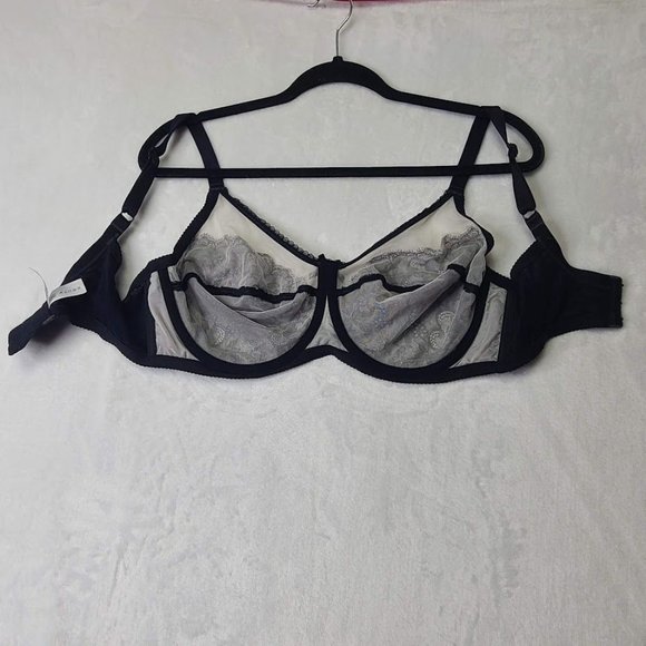 Wacoal Lace Underwire Bra 38DD 855186 Black Mesh & Lace Retro Chic Floral Charm - Picture 10 of 11